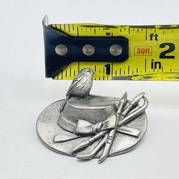 Marjolein Bastin Signed Artist Hat Pin Pewter Tone Bird Paintbrushes Classic - Picture 7 of 7